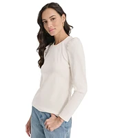 Dkny Jeans Women's Long Puff-Sleeve Crewneck Top