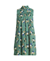 Lands' End Women's Cotton Voile Mock Neck Shift Dress