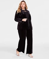 I.n.c. International Concepts Plus High-Rise Wide-Leg Velvet Pants, Created for Macy's