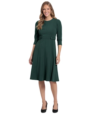 London Times Petite Side-Tab Fit & Flare Dress