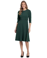 London Times Petite Side-Tab Fit & Flare Dress