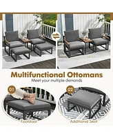 Sugift 5 Pieces Aluminum Frame Weatherproof Outdoor Conversation Set with Soft Cushions