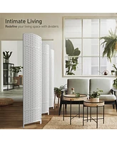 Sorbus 6 Panel Room Divider ft. Tall - Extra Wide Double Hinged Panels, Mesh Hand-Woven Design, Partition Dividers (White)