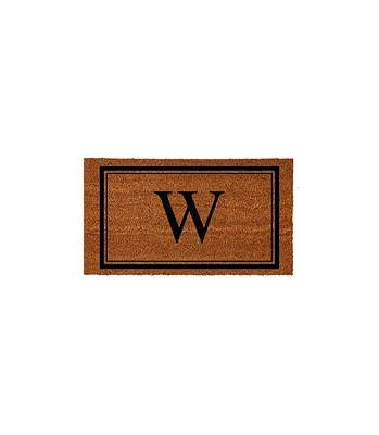 Evergreen Monogram Indoor Outdoor 100% Natural Coir Doormat 28" x 16" | Letter "W"