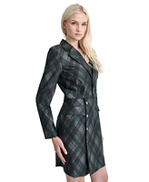 Dkny Women's Plaid-Print Long-Sleeve Jacket-Dress