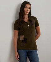 Lauren Ralph Women's Patchwork Pique Polo Shirt, Regular & Petite