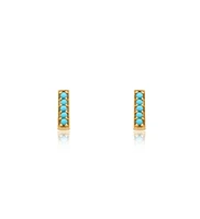 The Lovery Turquoise Bead Bar Stud Earrings 14K Gold