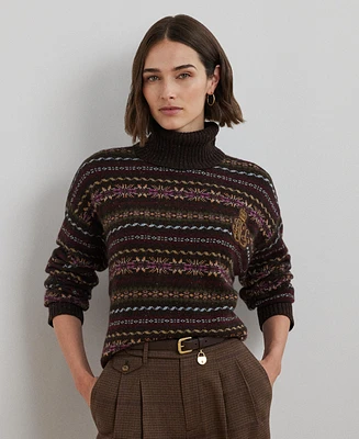 Lauren Ralph Women's Fair Isle Wool-Blend Turtleneck Sweater