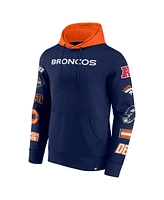 Fanatics Men's Navy/Orange Denver Broncos Patched Out Pullover Hoodie