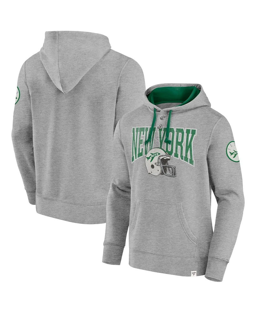 Fanatics Men's Heather Gray New York Jets Label Maker Pullover Hoodie