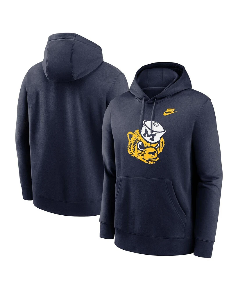 Nike Men's Navy Michigan Wolverines Legacy Logo Club Fleece Pullover Hoodie