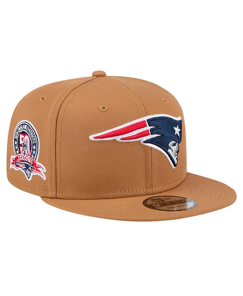 New Era Men's Tan New England Patriots Color Pack 9FIFTY Snapback Hat with Side Patch