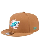 New Era Men's Tan Miami Dolphins Color Pack 9FIFTY Snapback Hat with Side Patch