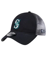 New Era Men's Navy Seattle Mariners Team Slick Trucker 9TWENTY Adjustable Hat