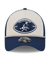 New Era Men's Stone/Navy Dallas Cowboys 2024 Sideline Historic 9FORTY A-Frame Trucker Adjustable Hat