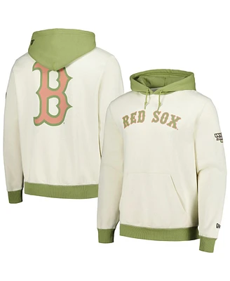 New Era Men's Cream/Green Boston Red Sox Color Pop Pullover Hoodie