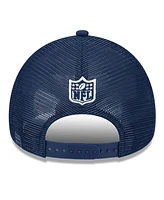 New Era Men's Stone/Navy Dallas Cowboys 2024 Sideline Historic 9FORTY A-Frame Trucker Adjustable Hat