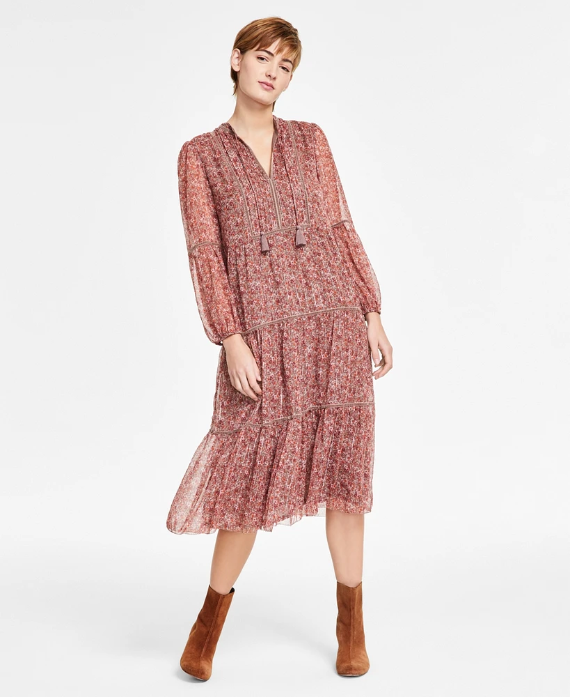 Lucky Brand Women's Printed Shine Chiffon Maxi Dress