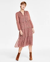 Lucky Brand Women's Printed Shine Chiffon Maxi Dress