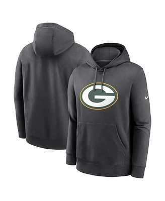 Nike Men's Anthracite Green Bay Packers Club Logo Pullover Hoodie