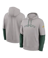 Nike Men's Gray Green Bay Packers Alternate Logo Club Tri-Blend Pullover Hoodie