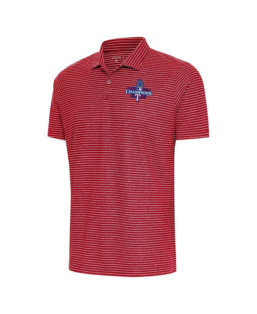 Antigua Men's Heather Red Texas Rangers 2023 World Series Champions Esteem Polo