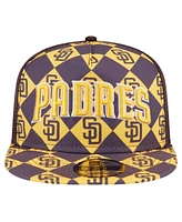 New Era Men's Brown San Diego Padres Seeing Diamonds A-Frame Trucker 9FIFTY Snapback Hat