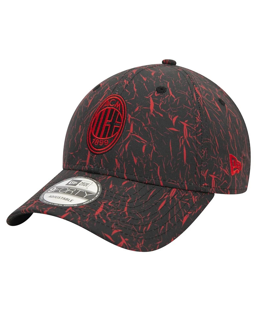 New Era Men's Black Ac Milan Crinkle 9FORTY Adjustable Hat