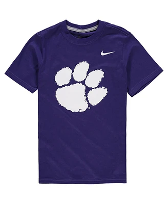 Nike Big Boys and Girls Purple Clemson Tigers Cotton Logo T-Shirt