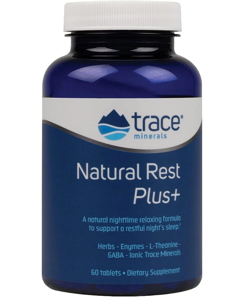 Trace Minerals Natural Rest Plus Dietary Supplement | Night Time Relaxing Formula to Support a Restful Night's Sleep | Herbs Enzymes L