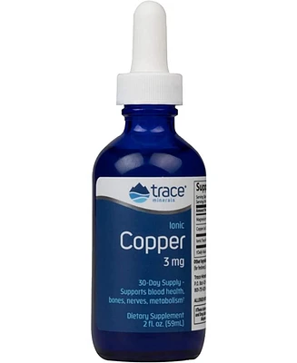 Trace Minerals Liquid Ionic Copper 3 mg Dietary Supplement | Antioxidant Enzyme | Supports Blood Health, Bones, Nerves, and Metabolism | 2 fl oz, 48 S