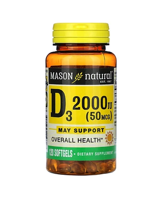 Mason Natural Vitamin D3, 2000 Iu, Softgels, 120 ea