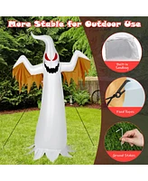 Costway 6ft Halloween Inflatable Ghost Quick Blow up Halloween Decor w/ Red Led Lights