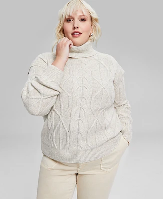 And Now This Trendy Plus Size Turtleneck Cable-Knit Sweater, Created for Macy's