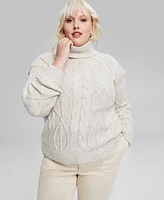 And Now This Trendy Plus Size Turtleneck Cable-Knit Sweater, Created for Macy's