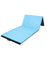 Skonyon 4 Feet x 10 Feet Thick Folding Panel Gymnastics Mat-Light Blue