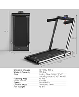 Skonyon 2-in-1 Folding Treadmill with Dual Led Display-Silver