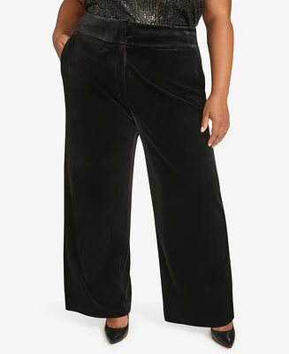 Calvin Klein Plus High Rise Wide Leg Velvet Pants