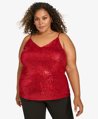 Calvin Klein Plus Size V-Neck Sleeveless Sequin Top