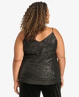 Calvin Klein Plus V-Neck Sleeveless Sequin Top