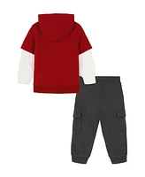 Kids Headquarters Toddler Boys Layered-Look Hoodie Fleece Cargo Joggers, 2-Piece Set