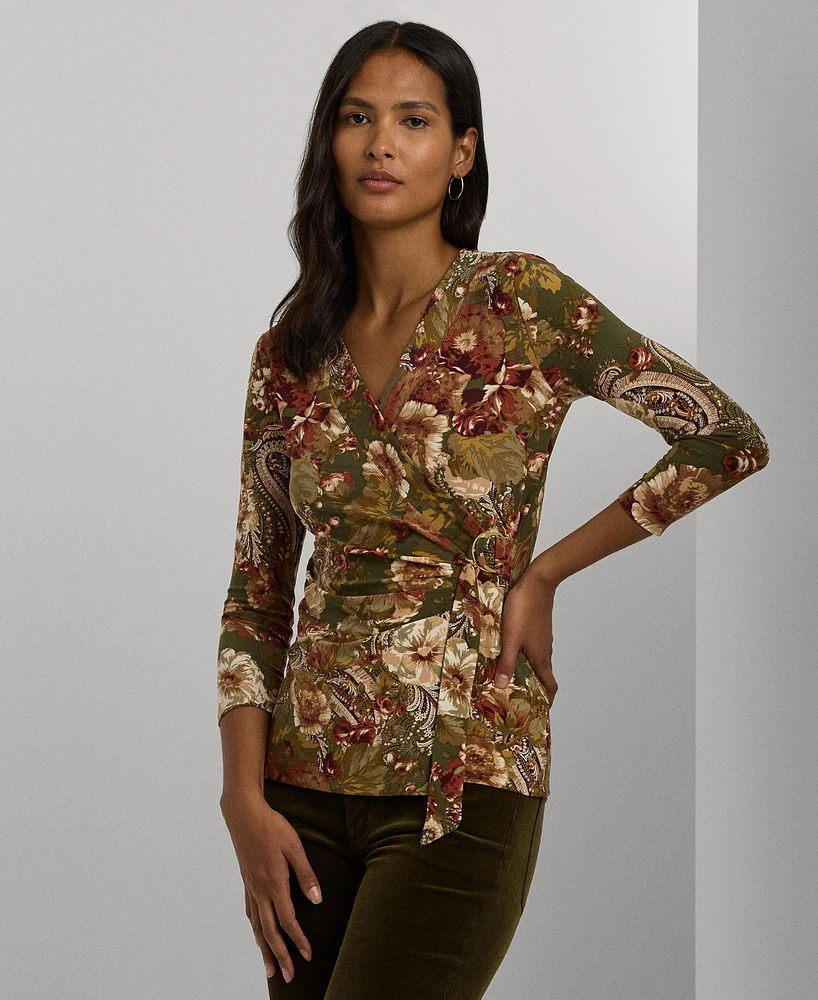 Lauren Ralph Women's Floral Stretch Jersey Top