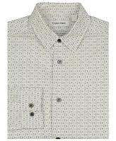 Calvin Klein Big Boys Long Sleeve Stretch Ck Glyph Print Shirt