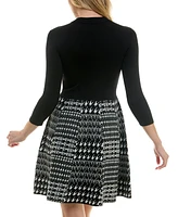 Bcx Juniors' Combo Houndstooth-Skirt Sweater Dress