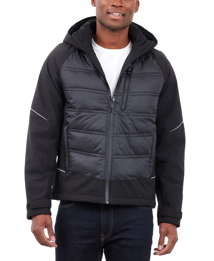 Michael Kors Men's Mixed-Media Full-Zip Hooded Jacket