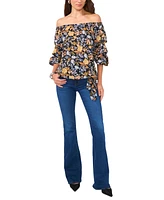 Vince Camuto Women's Printed Off-the-Shoulder Balloon-Sleeve Blouse