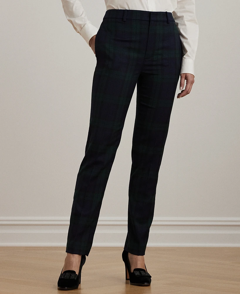 Lauren Ralph Petite Plaid Satin-Stripe Twill Cropped Pants