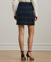 Lauren Ralph Petite Plaid Wool-Blend Twill Pencil Miniskirt