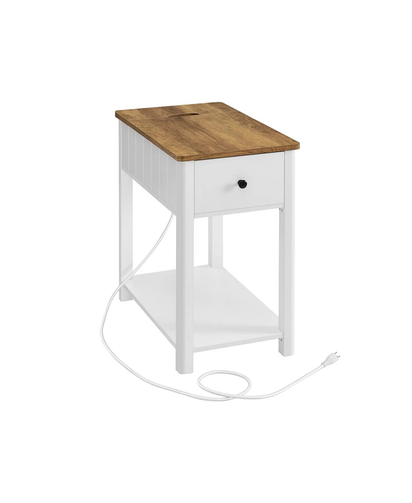 Slickblue Side Table with Built-In Charging Station and Usb Ports