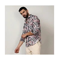 Men's Charcoal Grey & Mocha Brown Marble Foliage Shirt